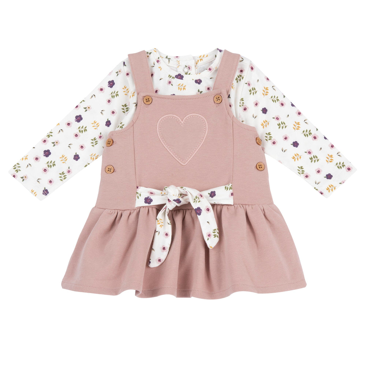 Girls White Floral Stretch Jersey Set