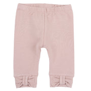 Girls Pink Bow Brushed Fleece Leggings
