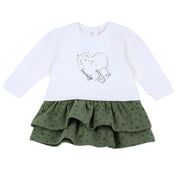 Girls White Heart Brushed Fleece Dress