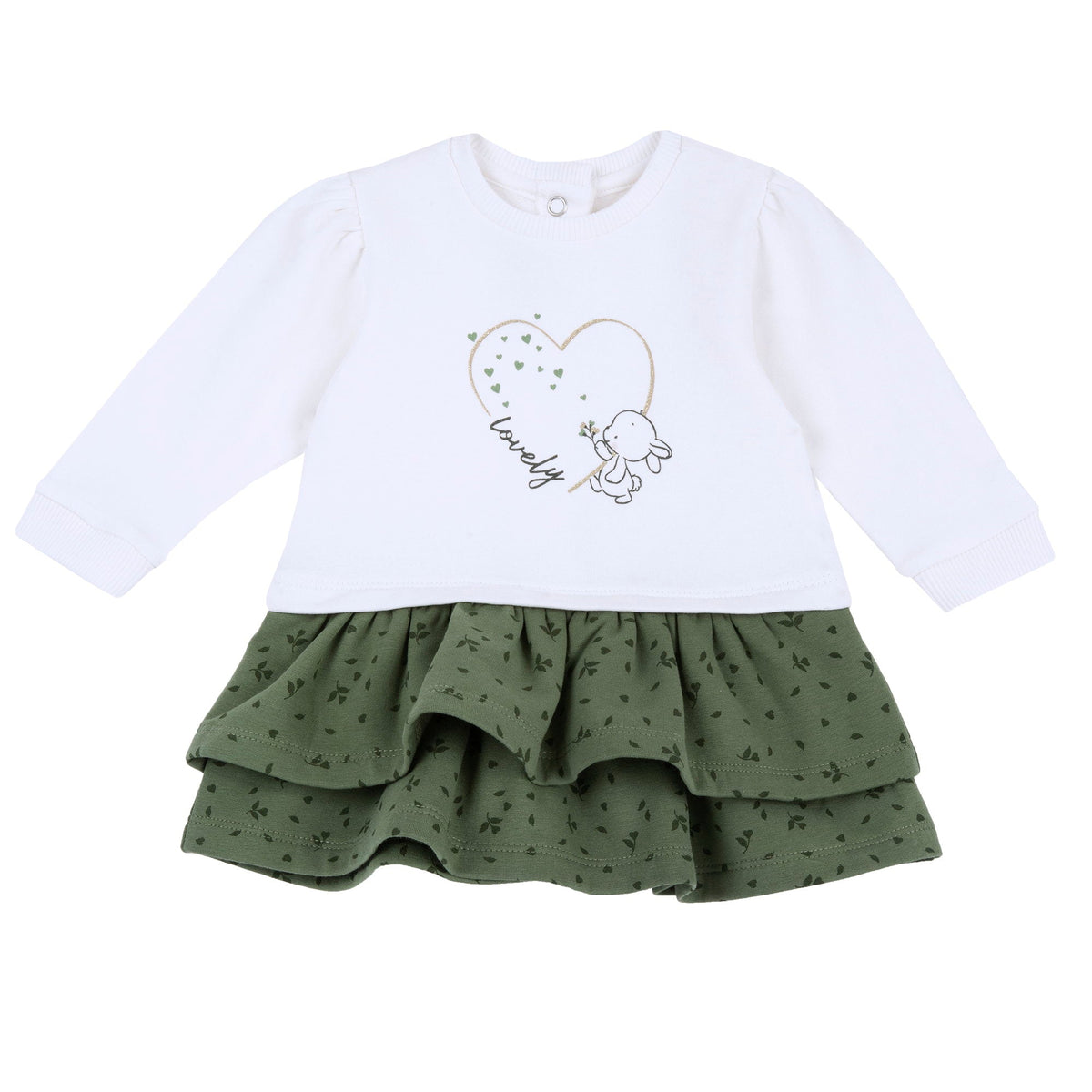 Girls White Heart Brushed Fleece Dress