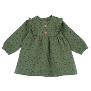 Girls Green Leaf Brushed Fleece Dress