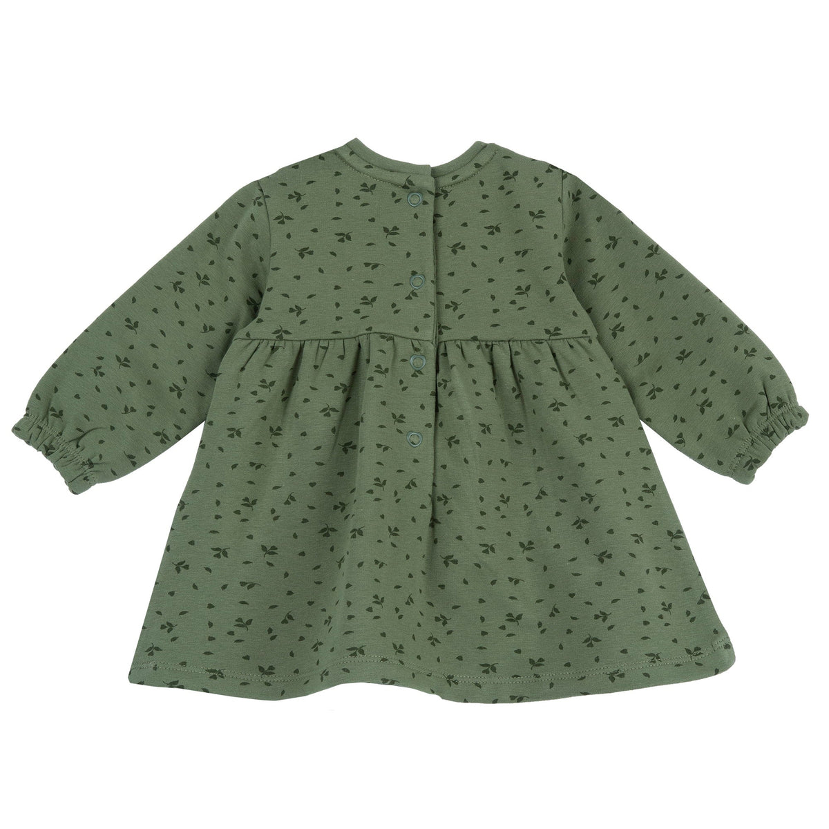 Girls Green Leaf Brushed Fleece Dress