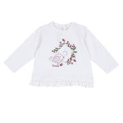 Girls White Floral Stretch Jersey T-Shirt