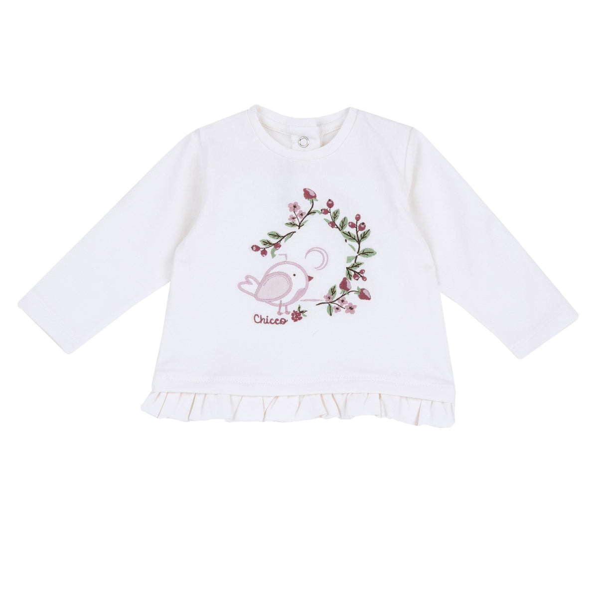 Girls White Floral Stretch Jersey T-Shirt