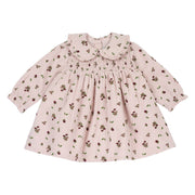 Girls Pink Striped Velvet Dress