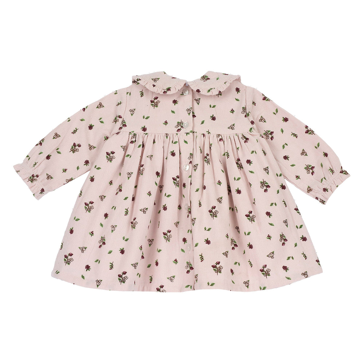 Girls Pink Striped Velvet Dress