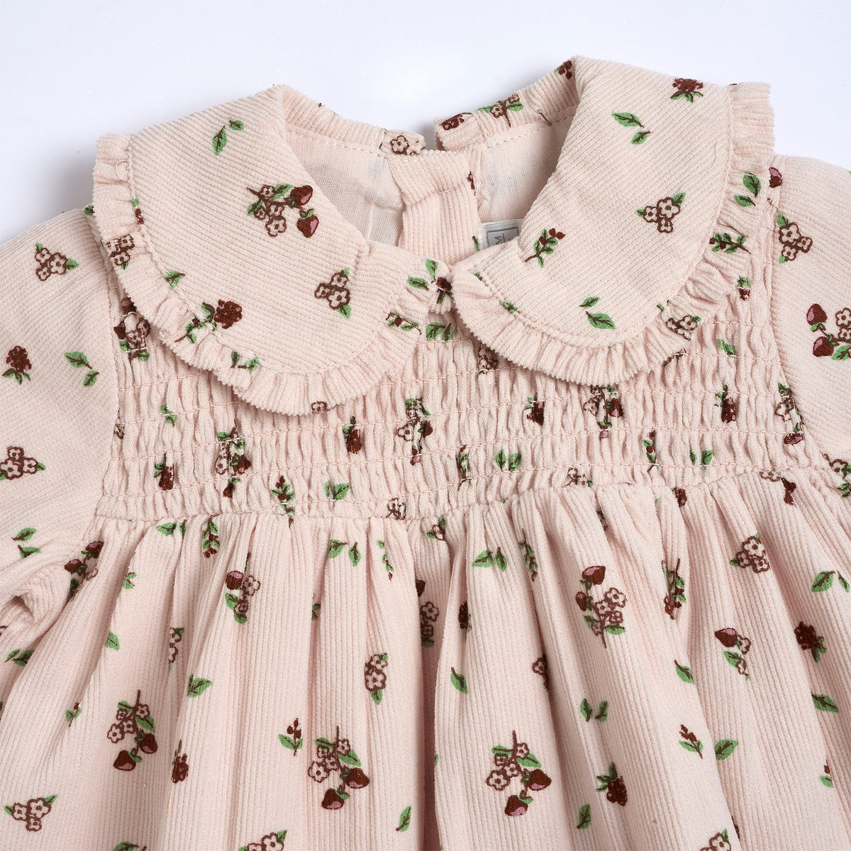 Girls Pink Striped Velvet Dress