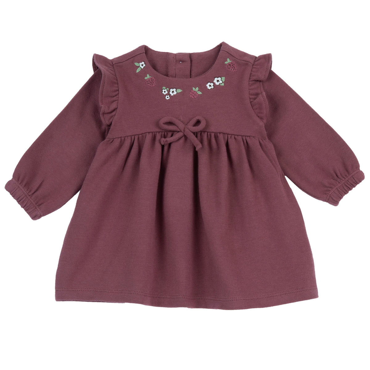 Girls Maroon Floral Stretch Knit Dress