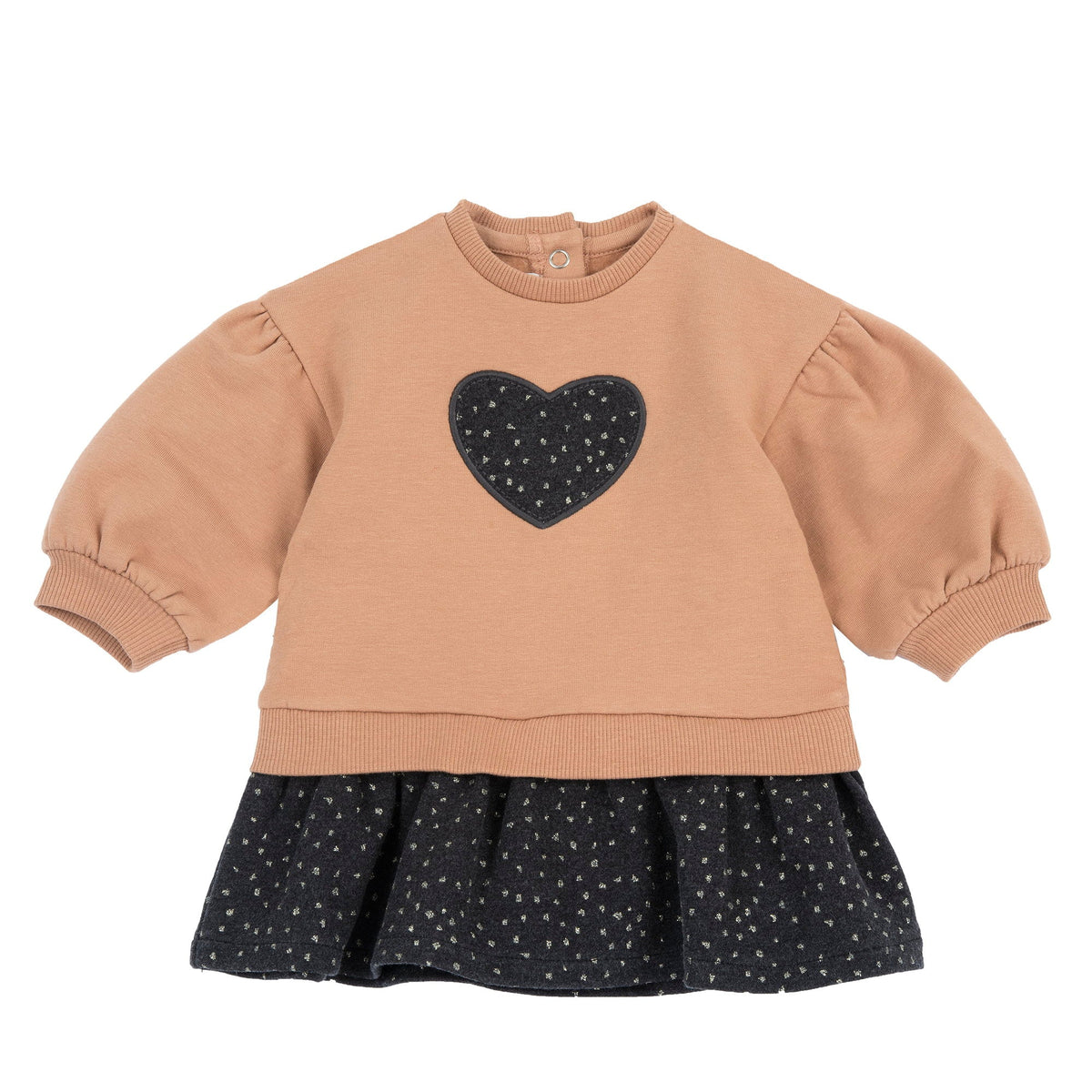 Girls Peach Heart Brushed Fleece Dress