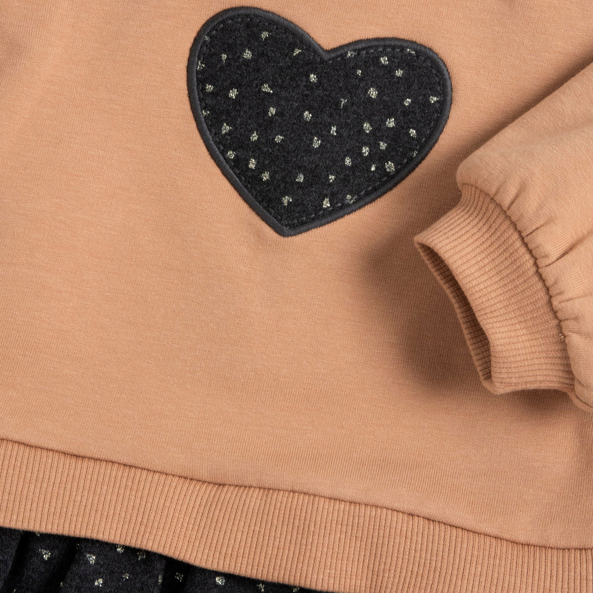 Girls Peach Heart Brushed Fleece Dress