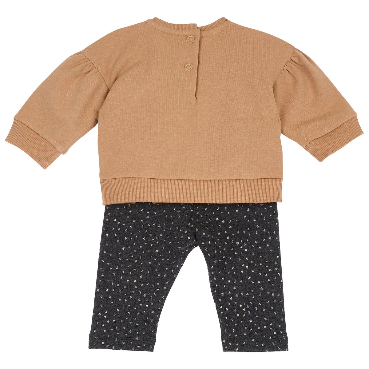 Girls Brown Bow Interlock Sweatshirt & Leggings Set