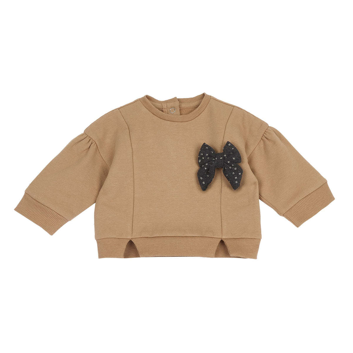 Girls Brown Bow Interlock Sweatshirt & Leggings Set