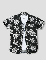 Boys Black Cotton Printed Shirt – Half Sleeve