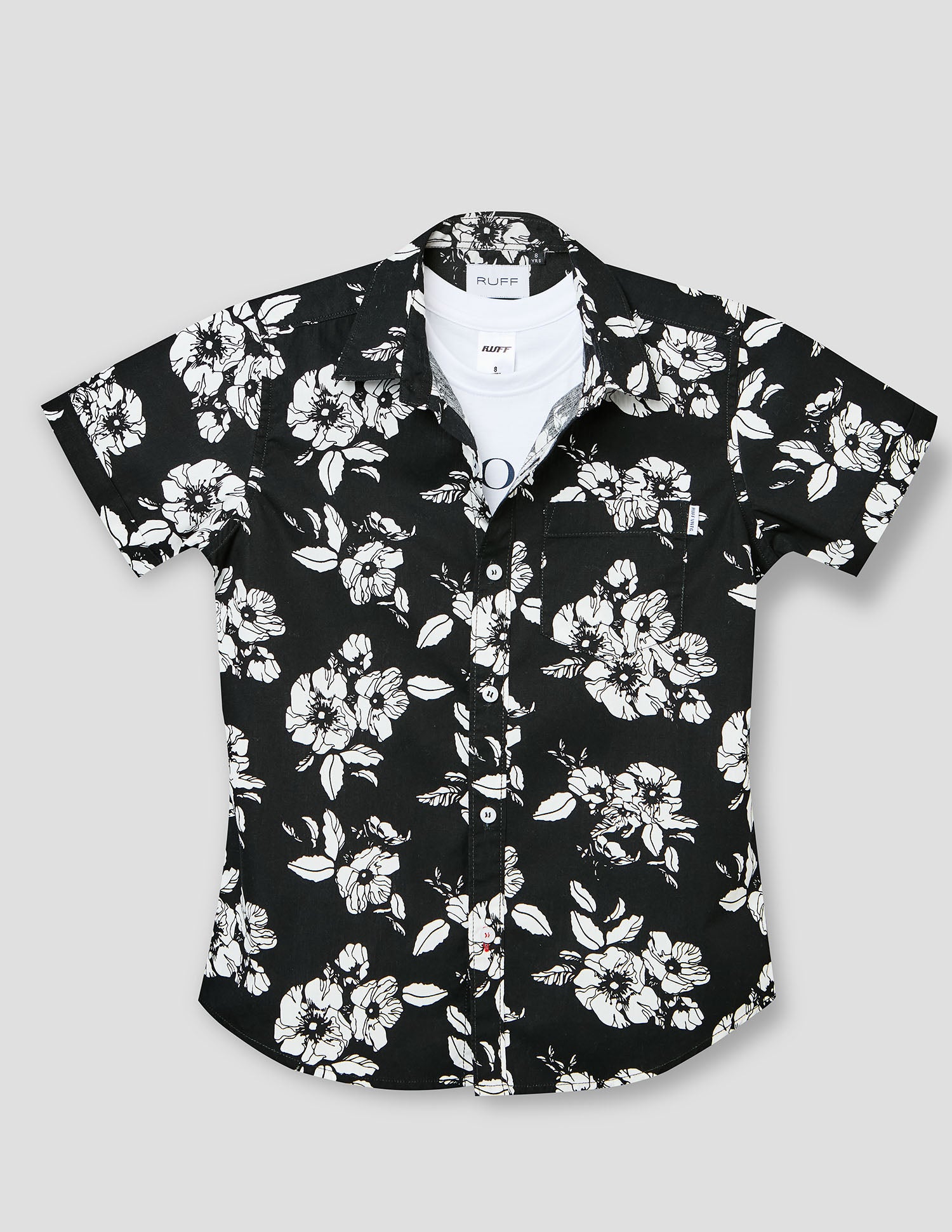 Boys Black Cotton Printed Shirt – Half Sleeve