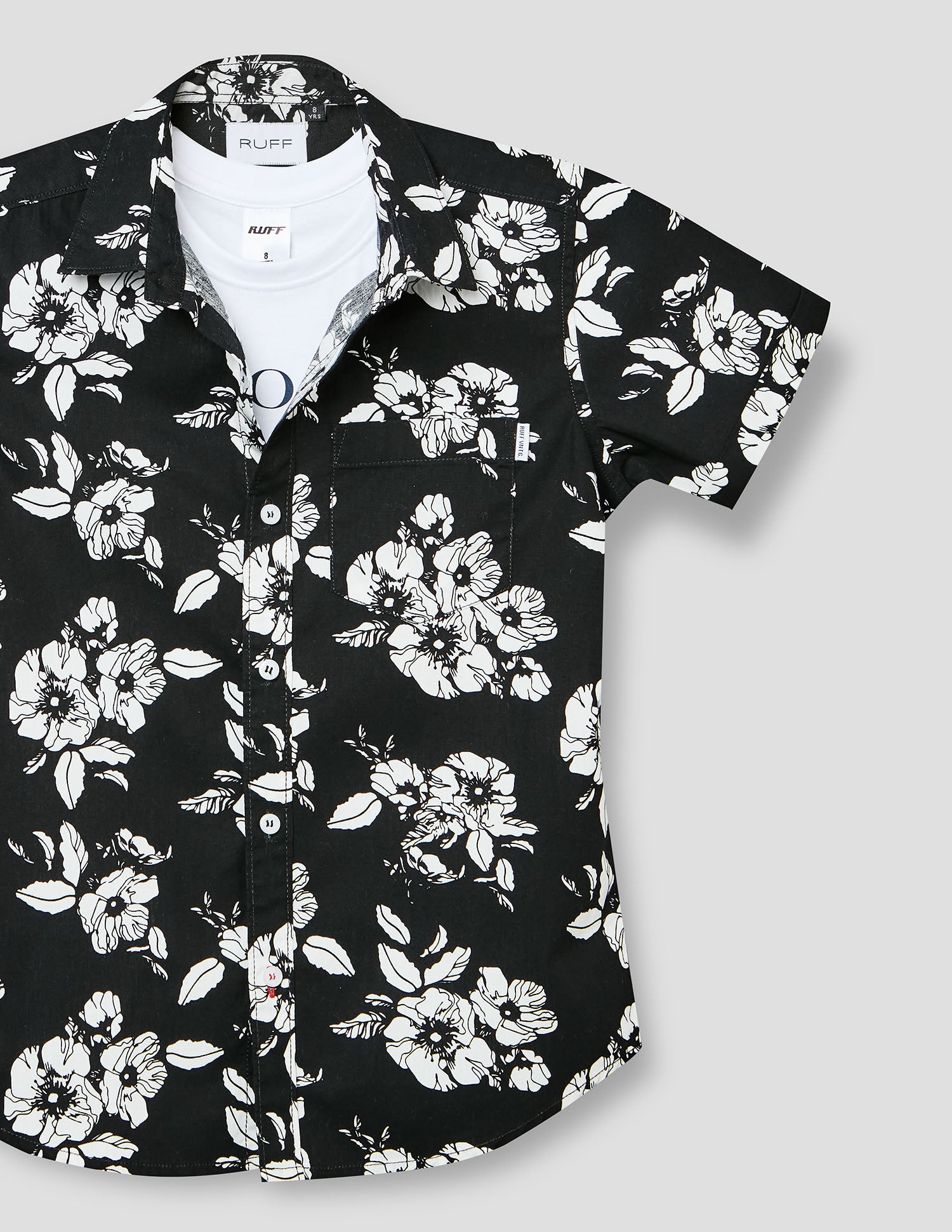 Boys Black Cotton Printed Shirt – Half Sleeve