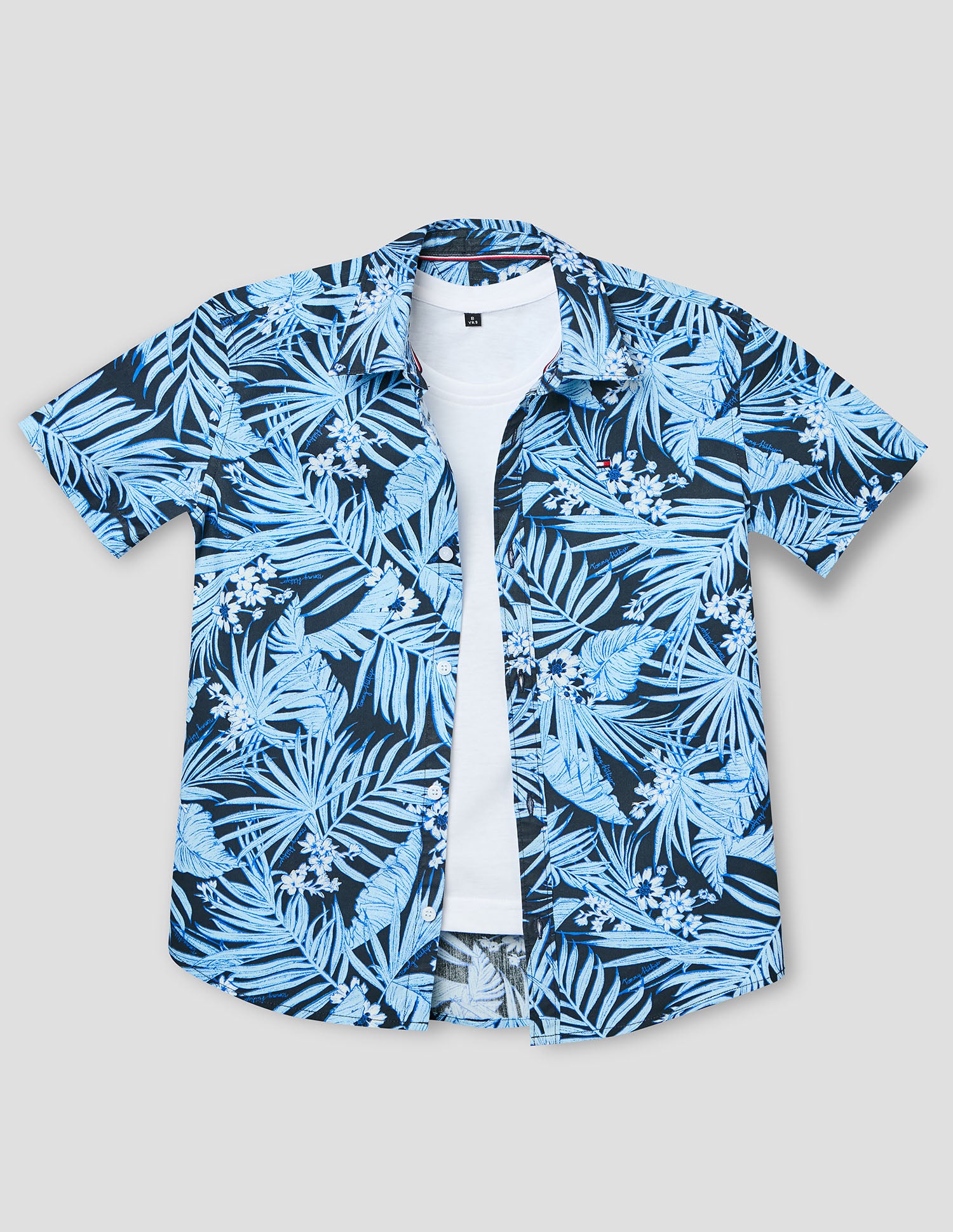 Boys Navy Cotton Printed Shirt – Half Sleeve