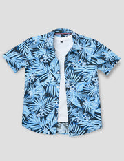 Boys Navy Cotton Printed Shirt – Half Sleeve