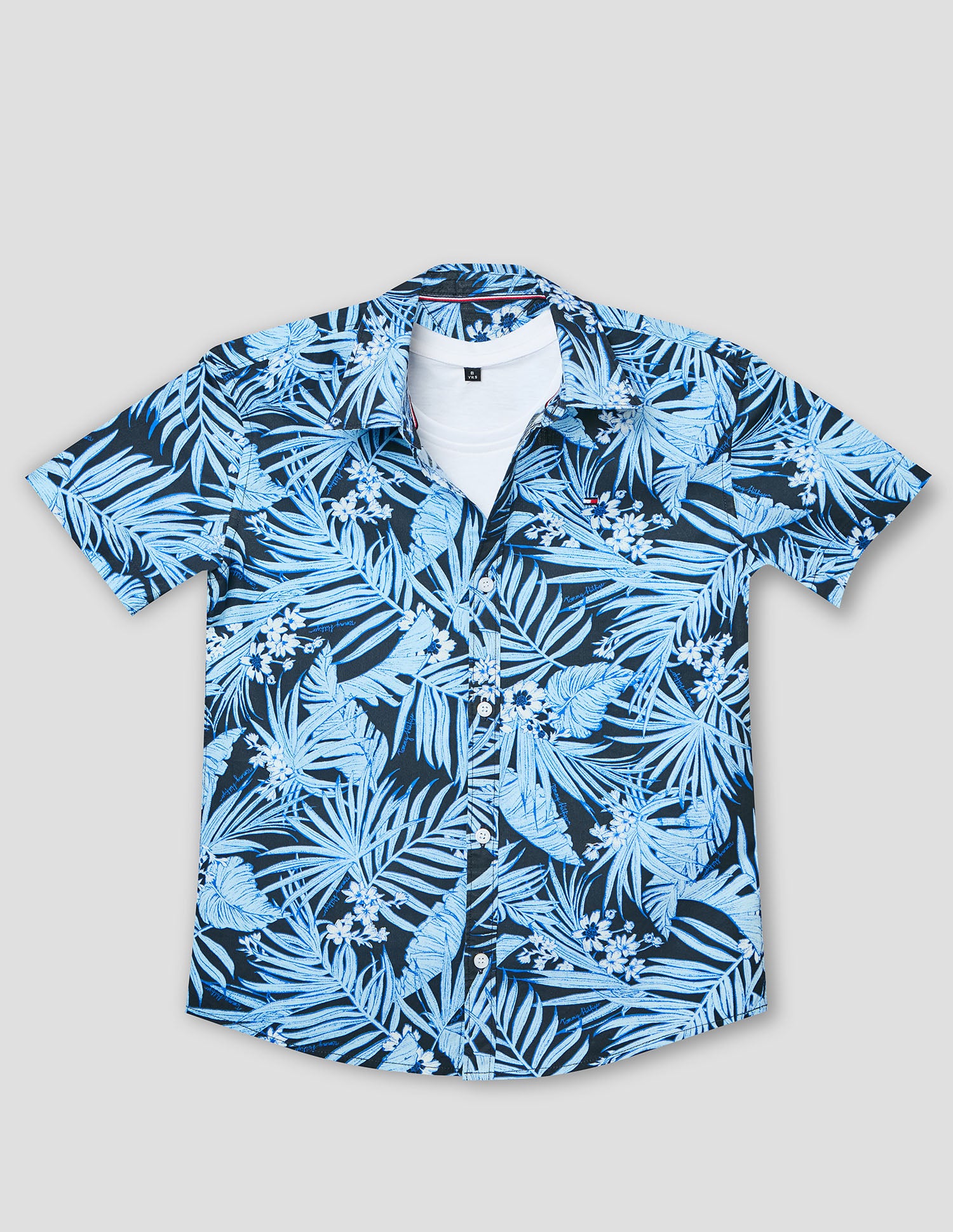 Boys Navy Cotton Printed Shirt – Half Sleeve