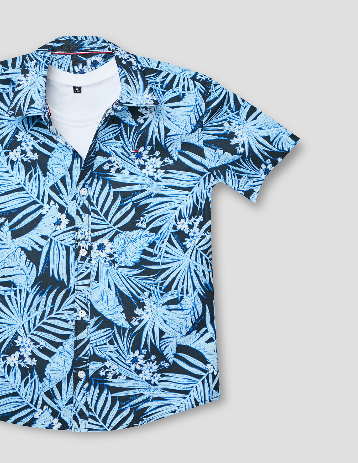 Boys Navy Cotton Printed Shirt – Half Sleeve