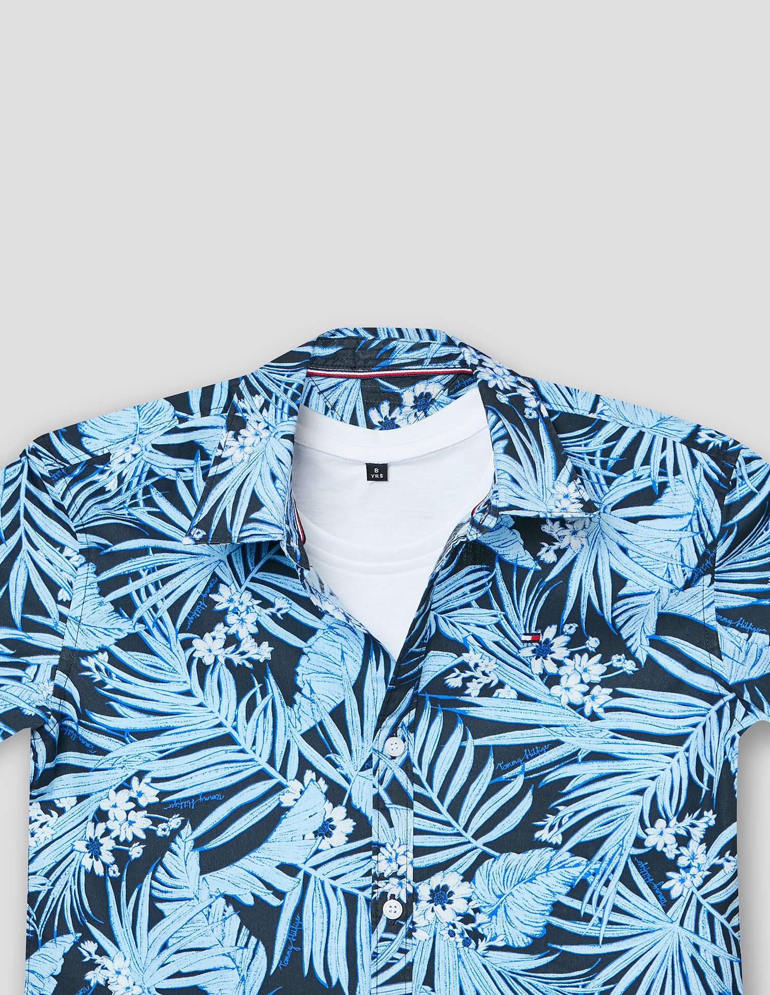 Boys Navy Cotton Printed Shirt – Half Sleeve