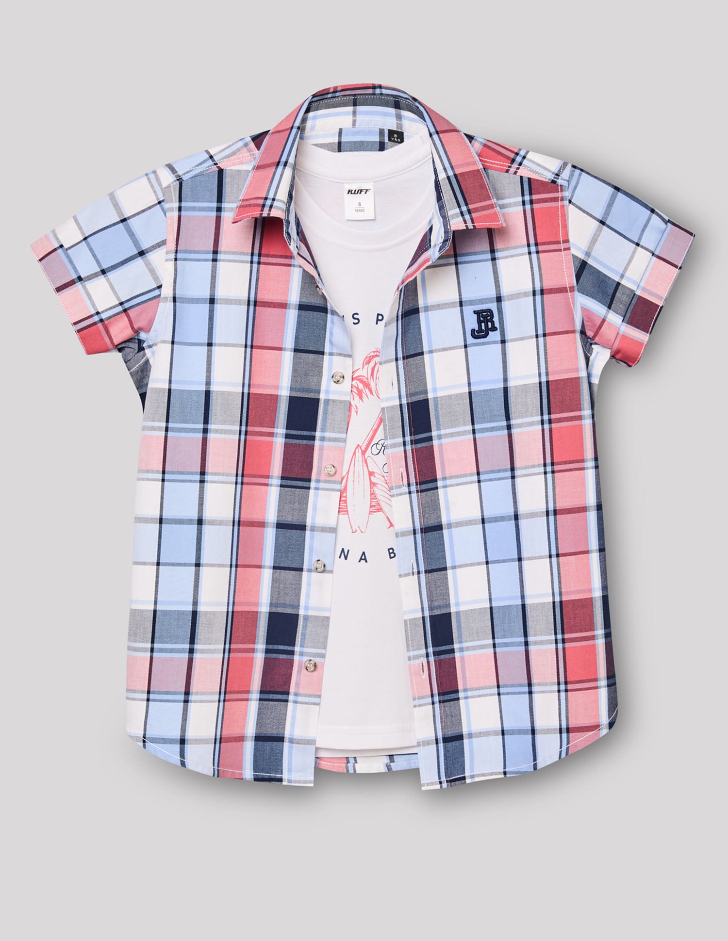 Boys Sky Cotton Checks Shirt – Half Sleeve