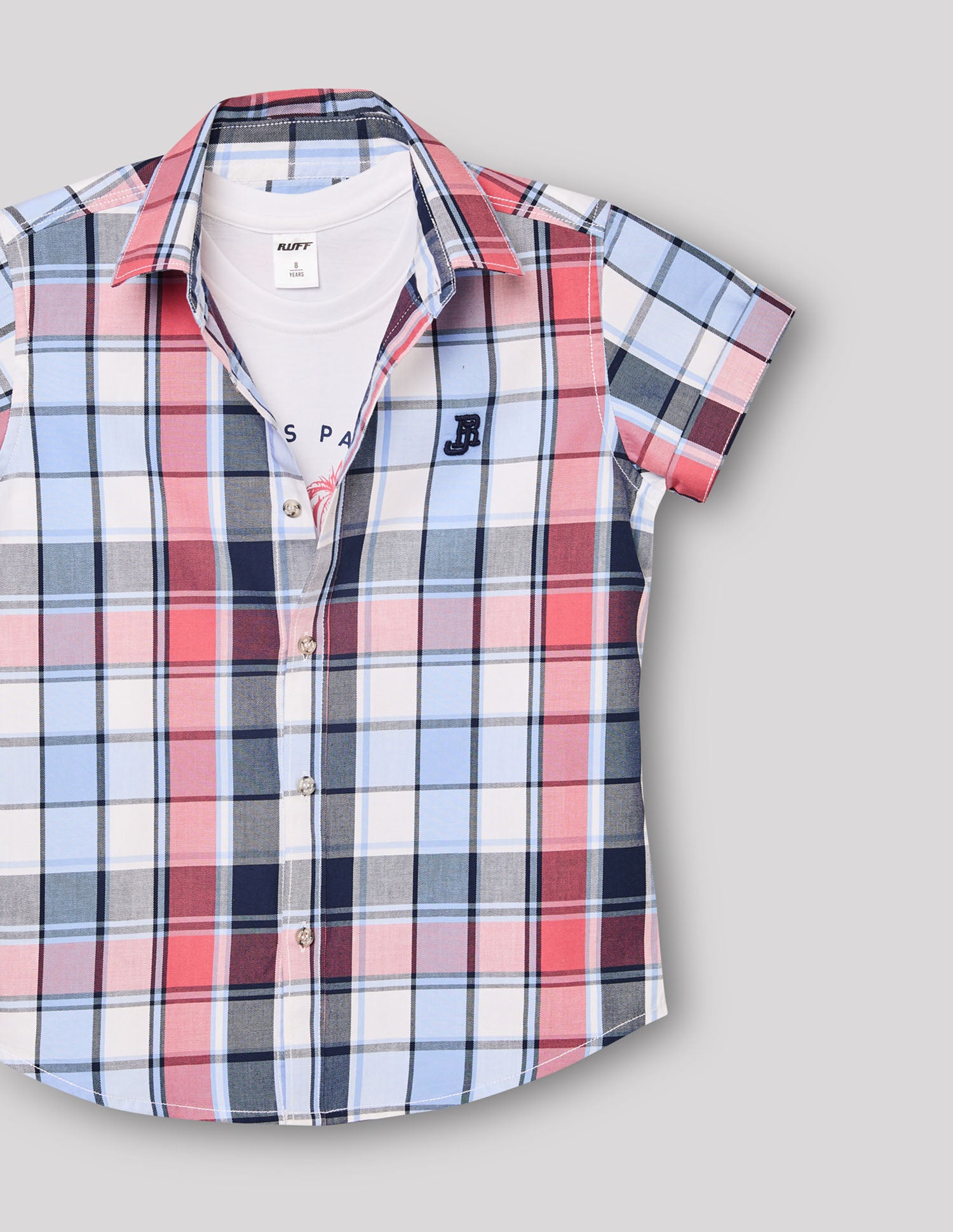 Boys Sky Cotton Checks Shirt – Half Sleeve
