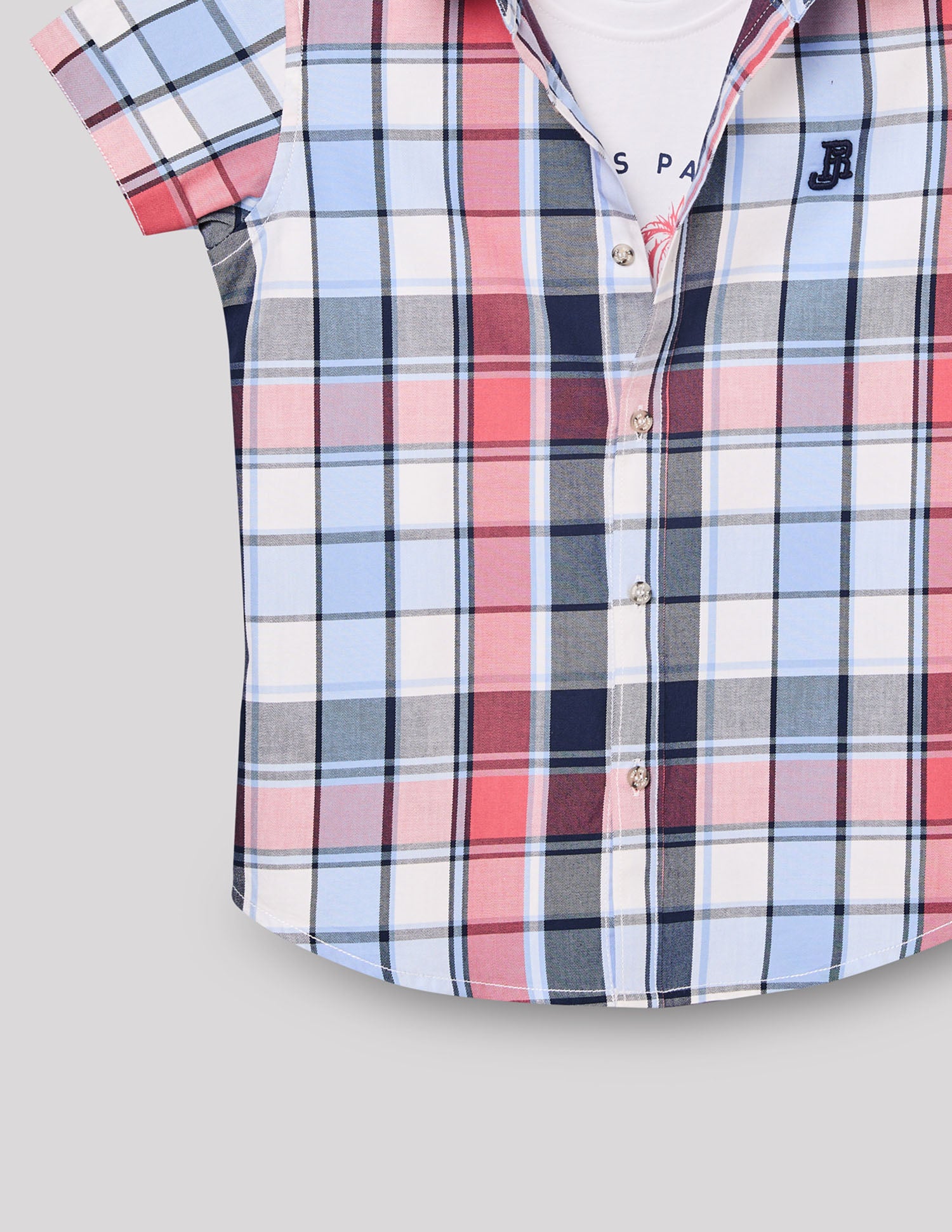 Boys Sky Cotton Checks Shirt – Half Sleeve