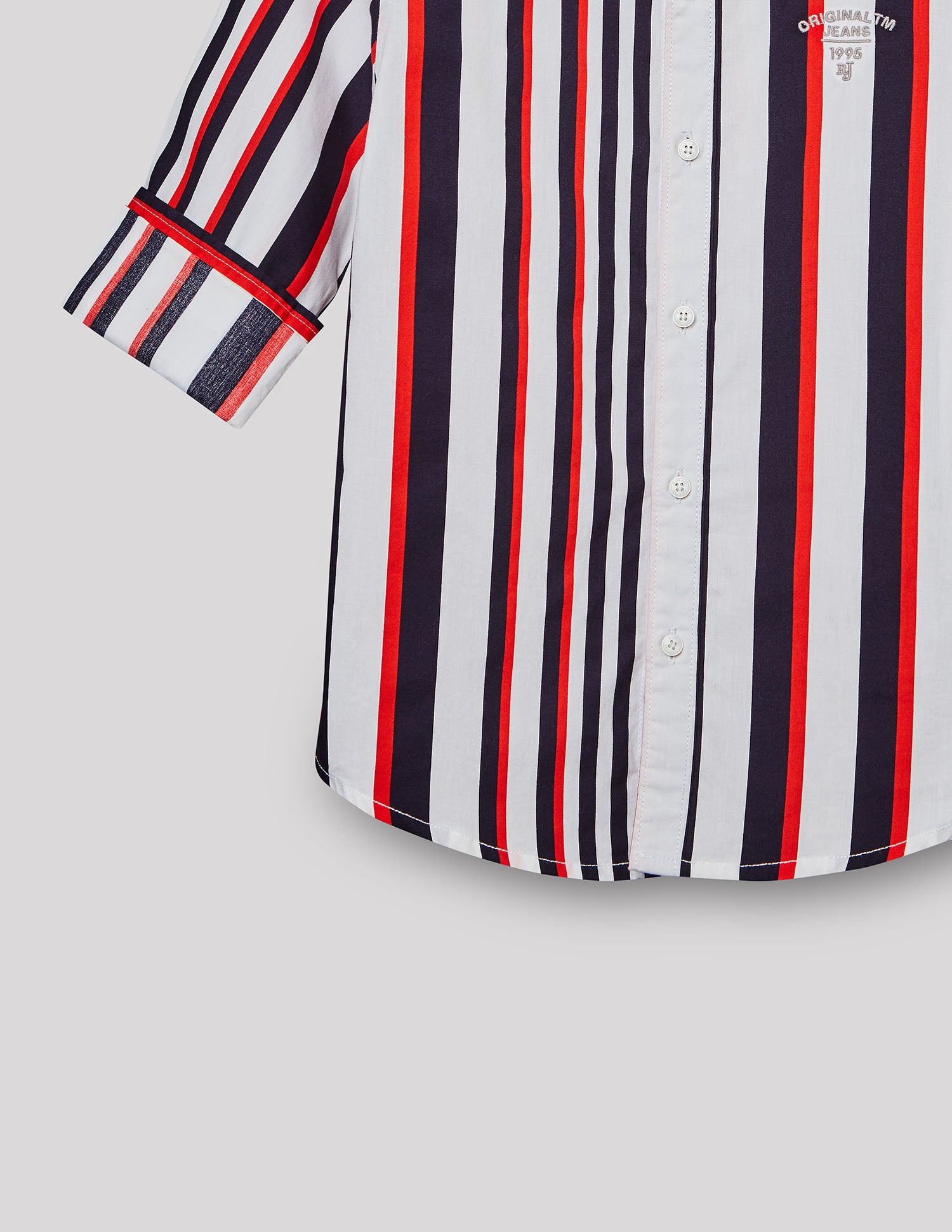 Boys Red Cotton Stripe Shirt – Full Sleeve
