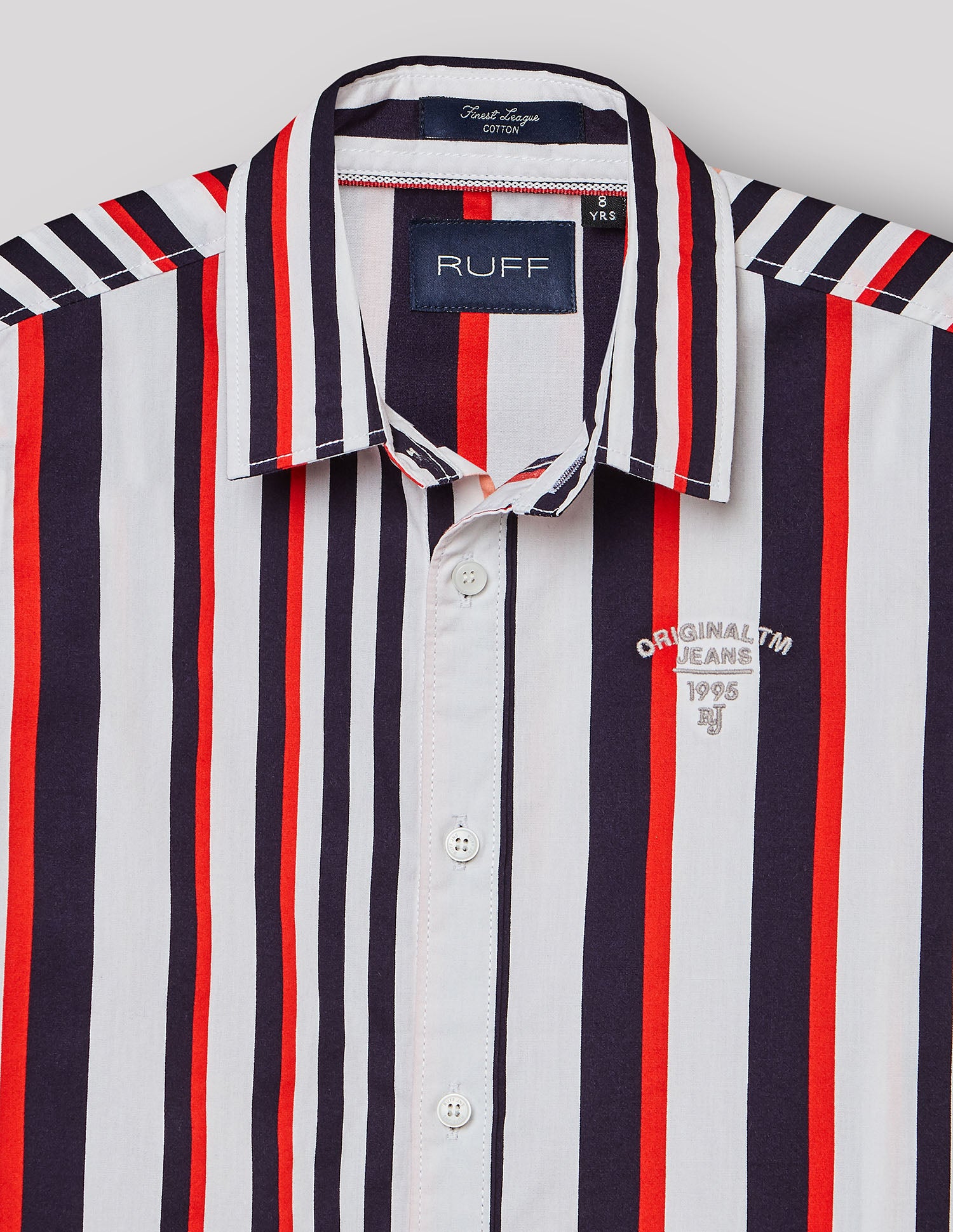 Boys Red Cotton Stripe Shirt – Full Sleeve