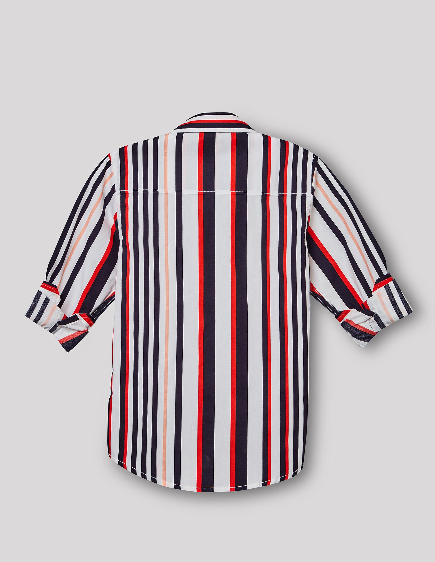 Boys Red Cotton Stripe Shirt – Full Sleeve