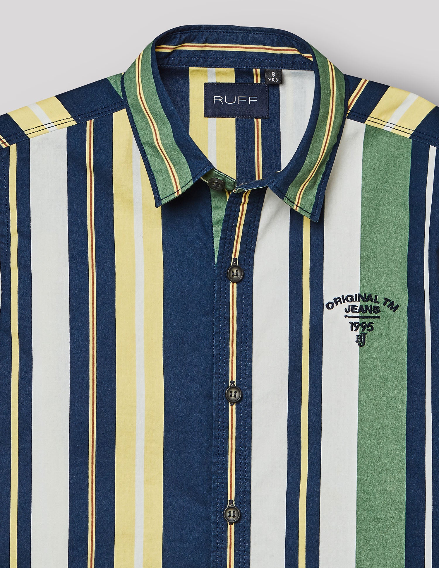Boys Green Cotton Stripe Shirt – Full Sleeve