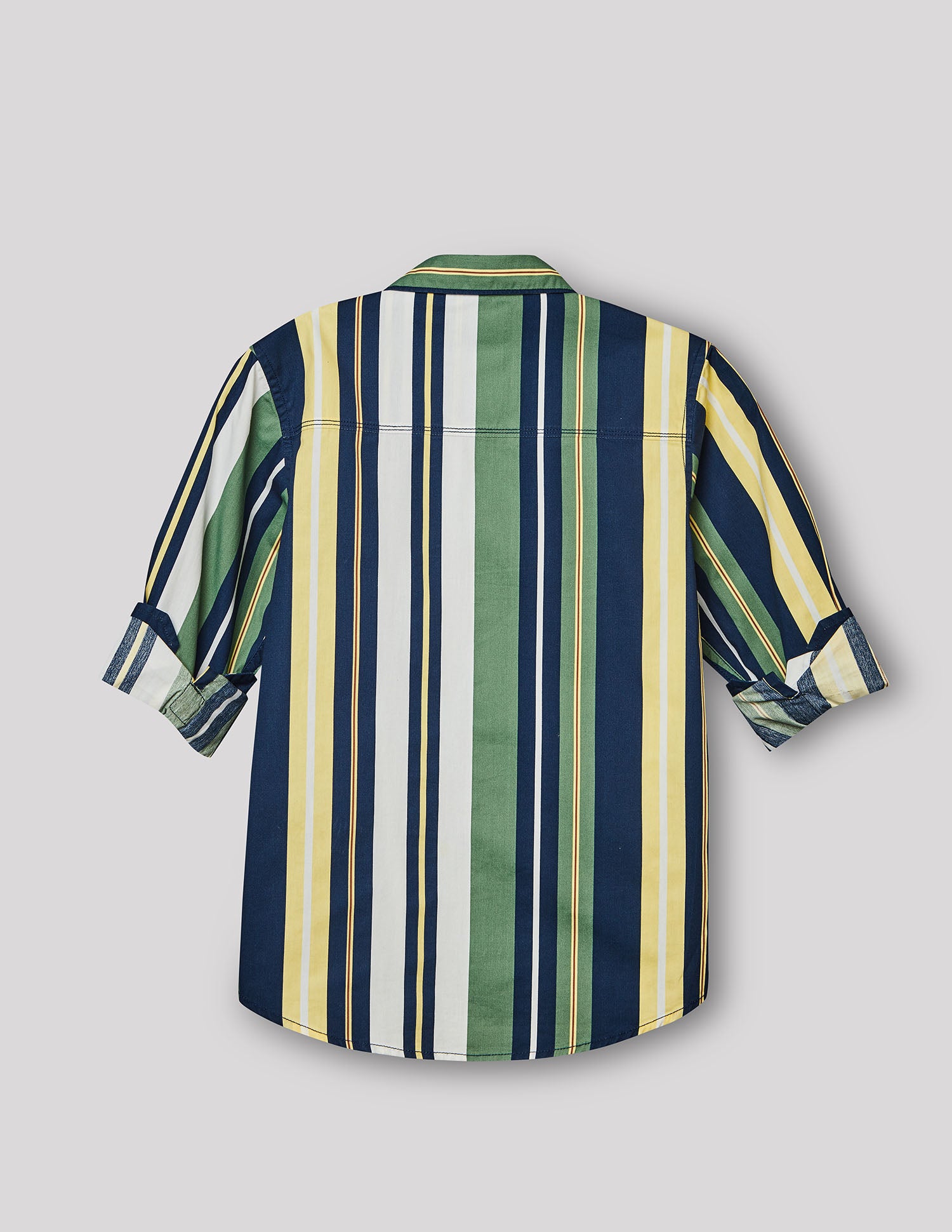 Boys Green Cotton Stripe Shirt – Full Sleeve