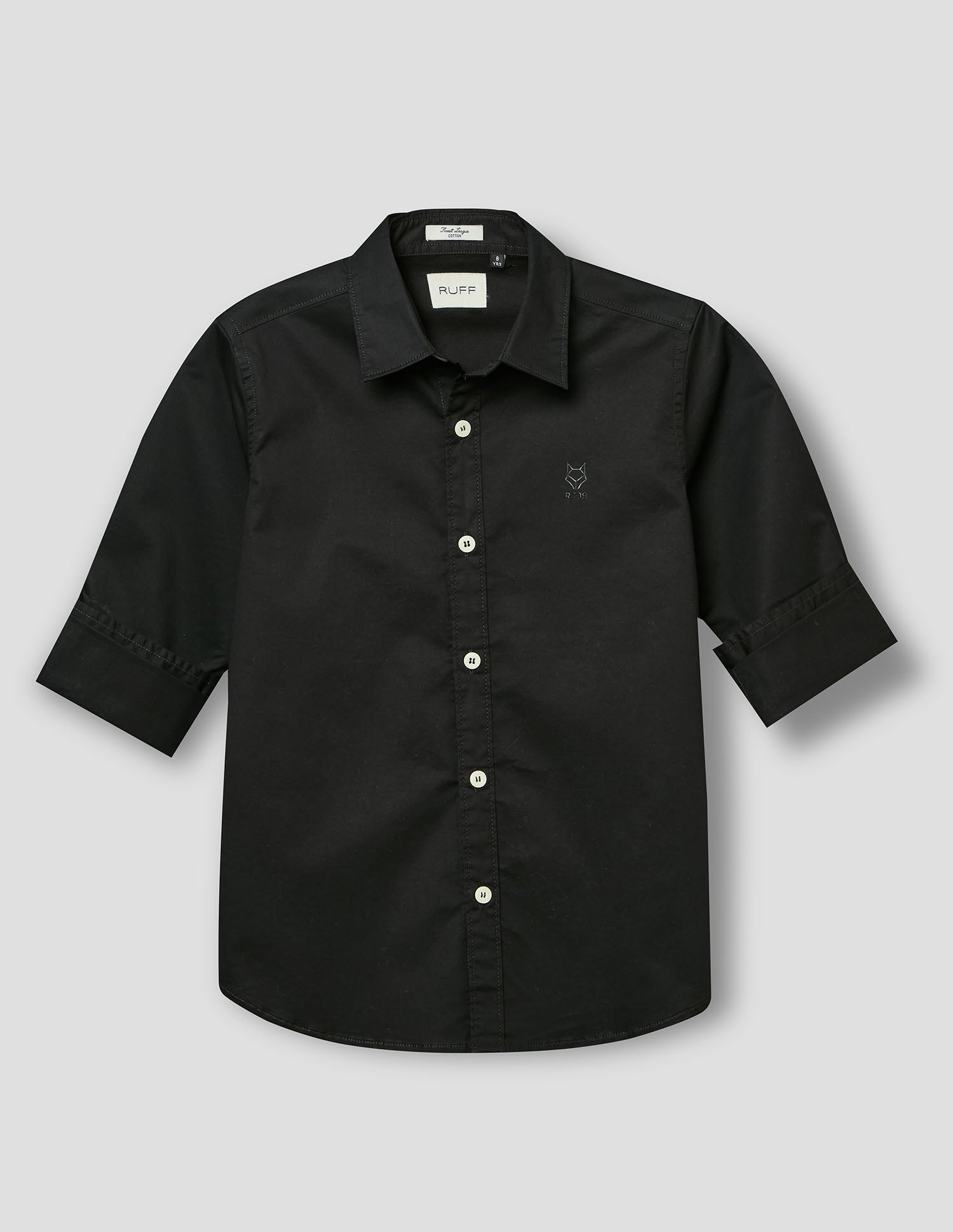 Boys Black Cotton Solid Shirt – Full Sleeve