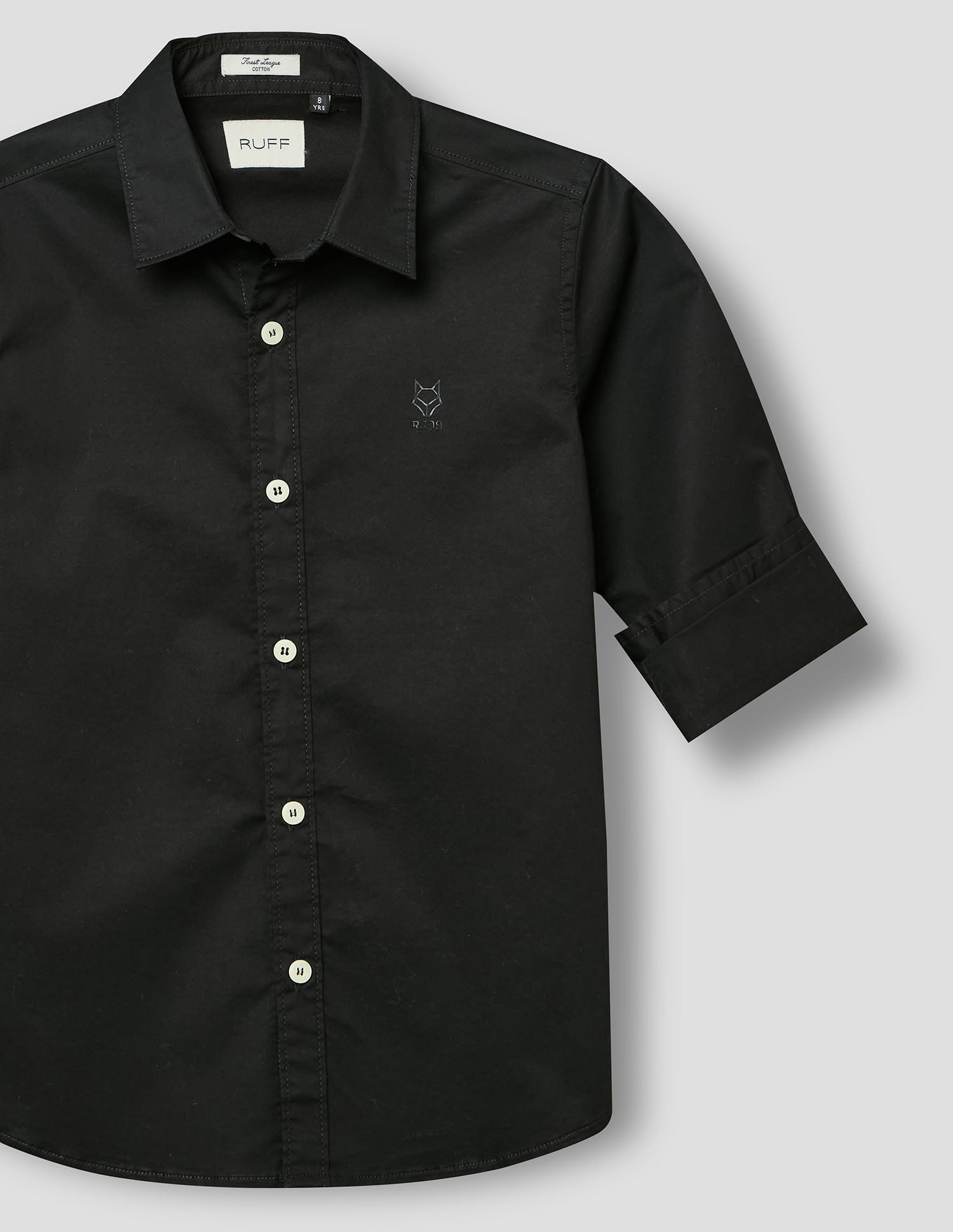 Boys Black Cotton Solid Shirt – Full Sleeve