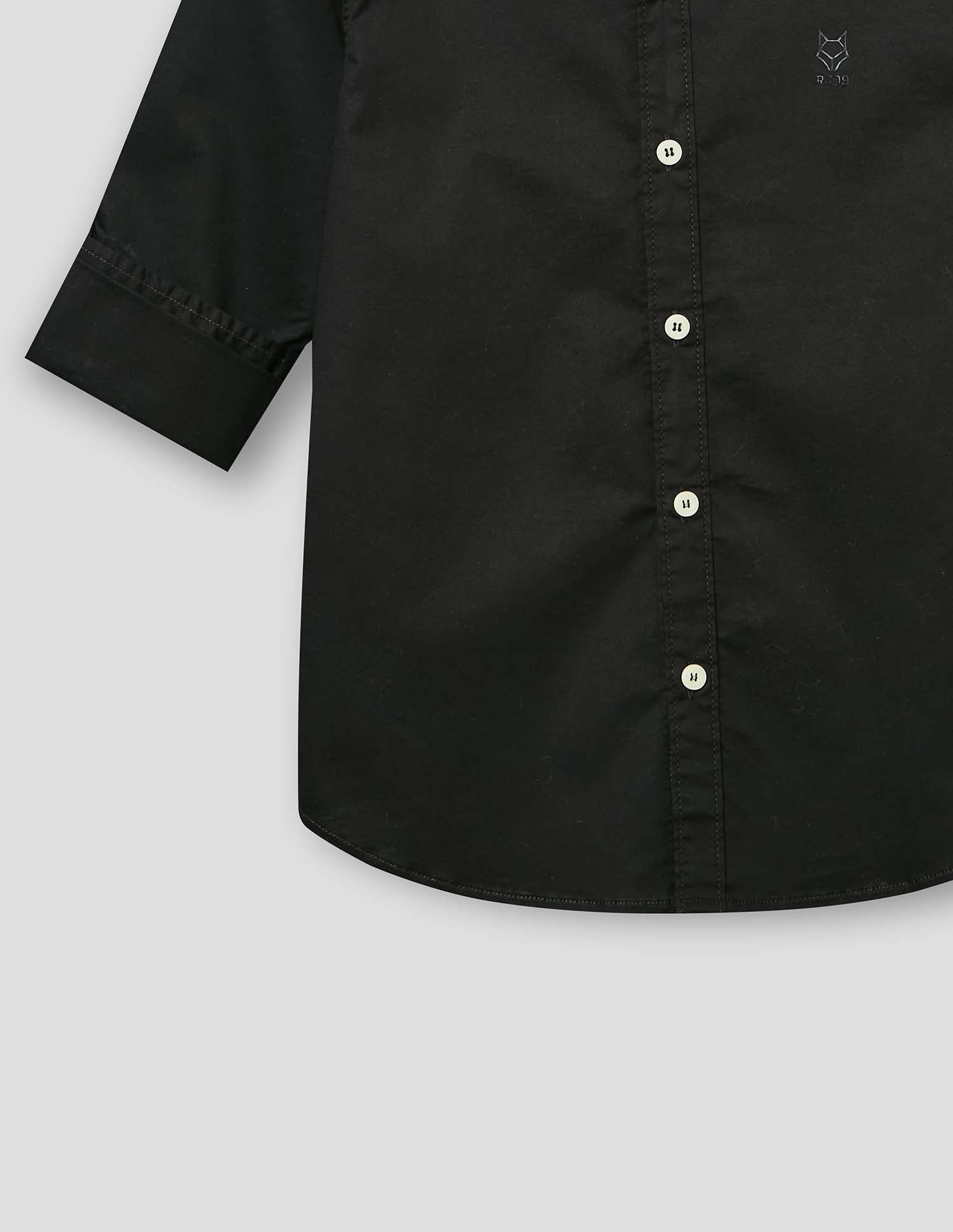 Boys Black Cotton Solid Shirt – Full Sleeve