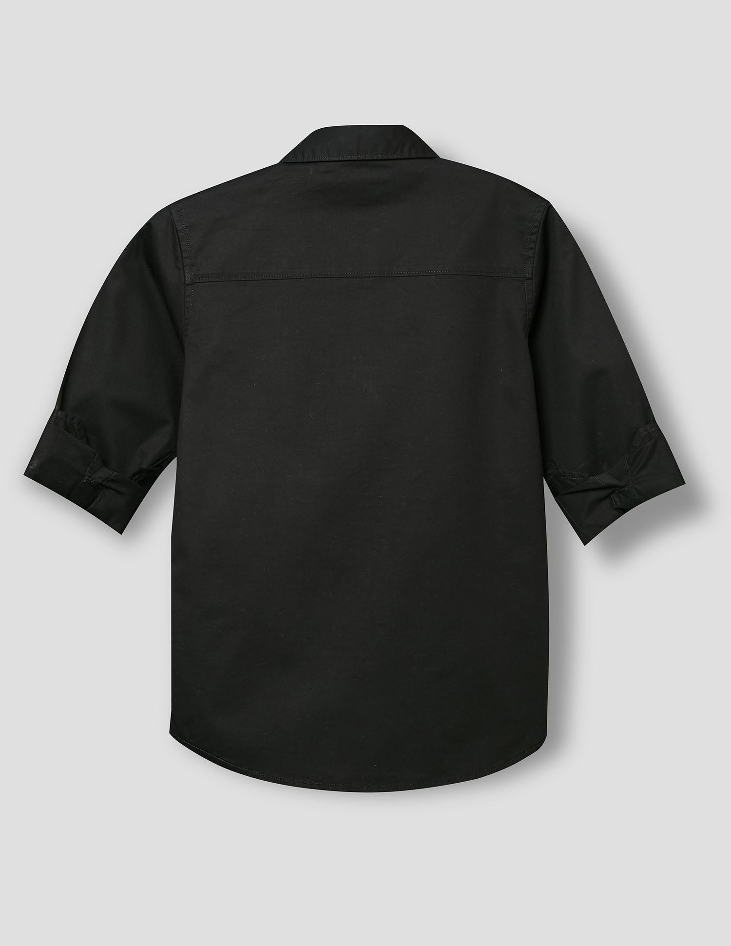 Boys Black Cotton Solid Shirt – Full Sleeve