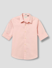 Boys Pink Cotton Solid Shirt – Full Sleeve