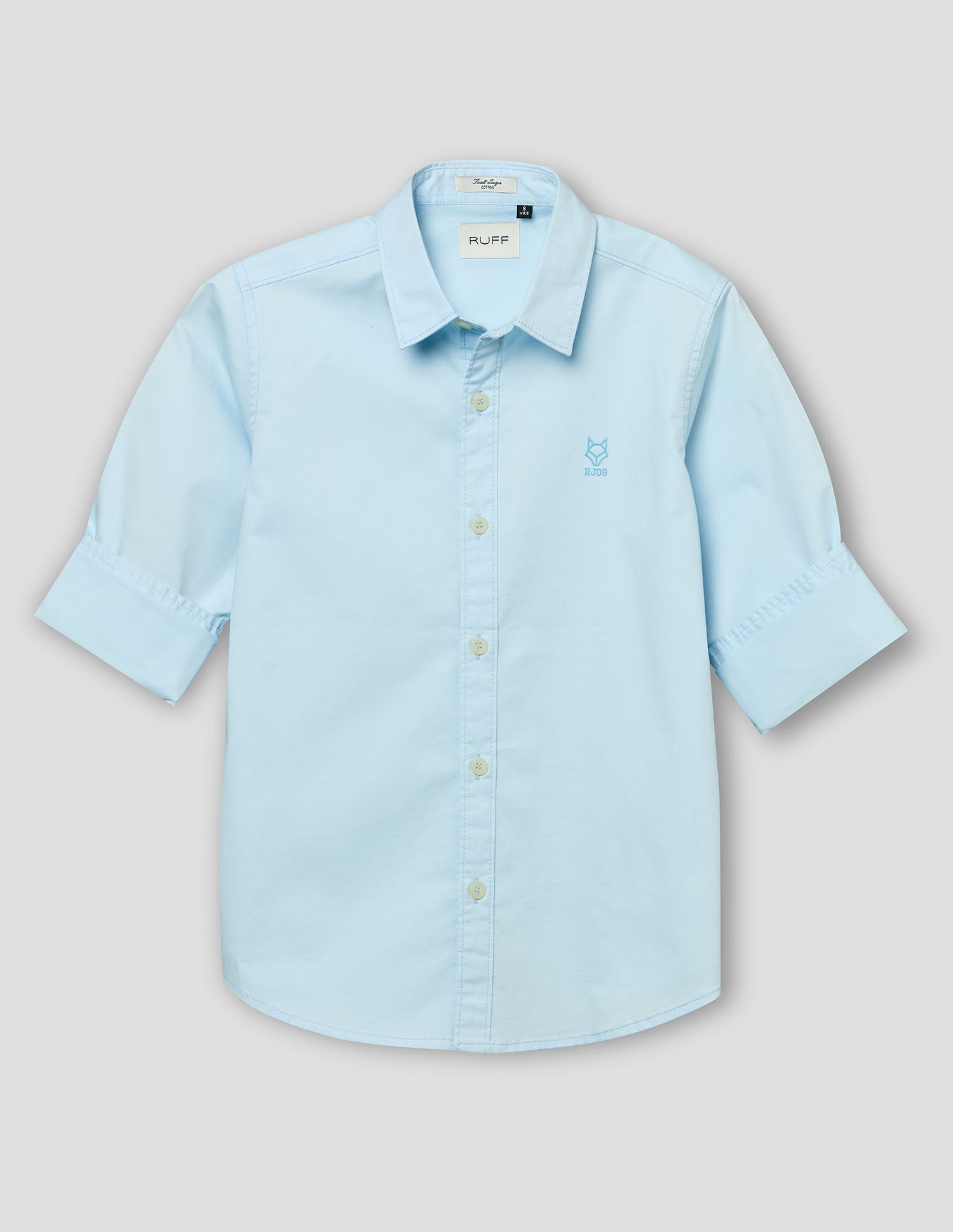 Boys Sky Blue Cotton Solid Shirt – Full Sleeve