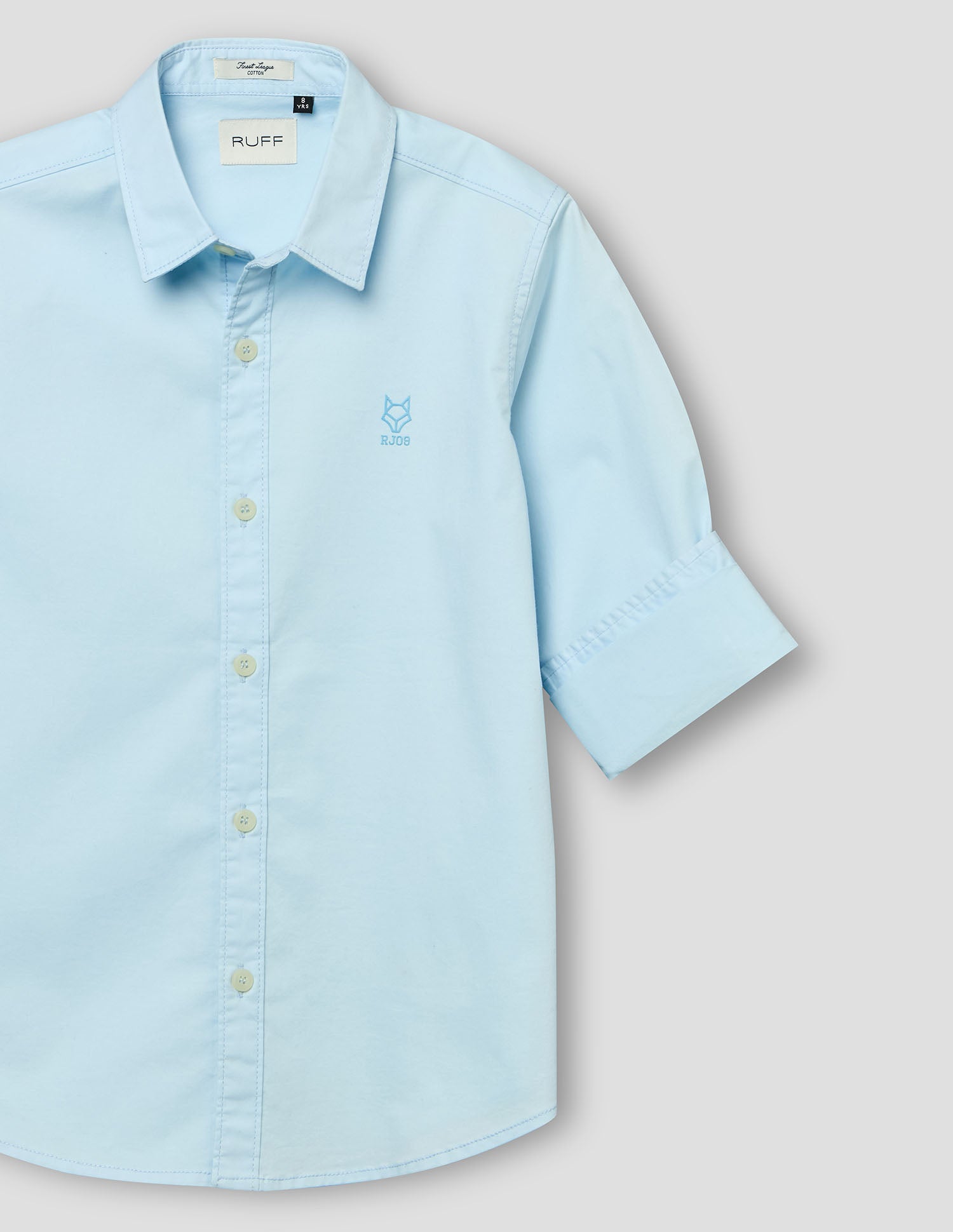 Boys Sky Blue Cotton Solid Shirt – Full Sleeve
