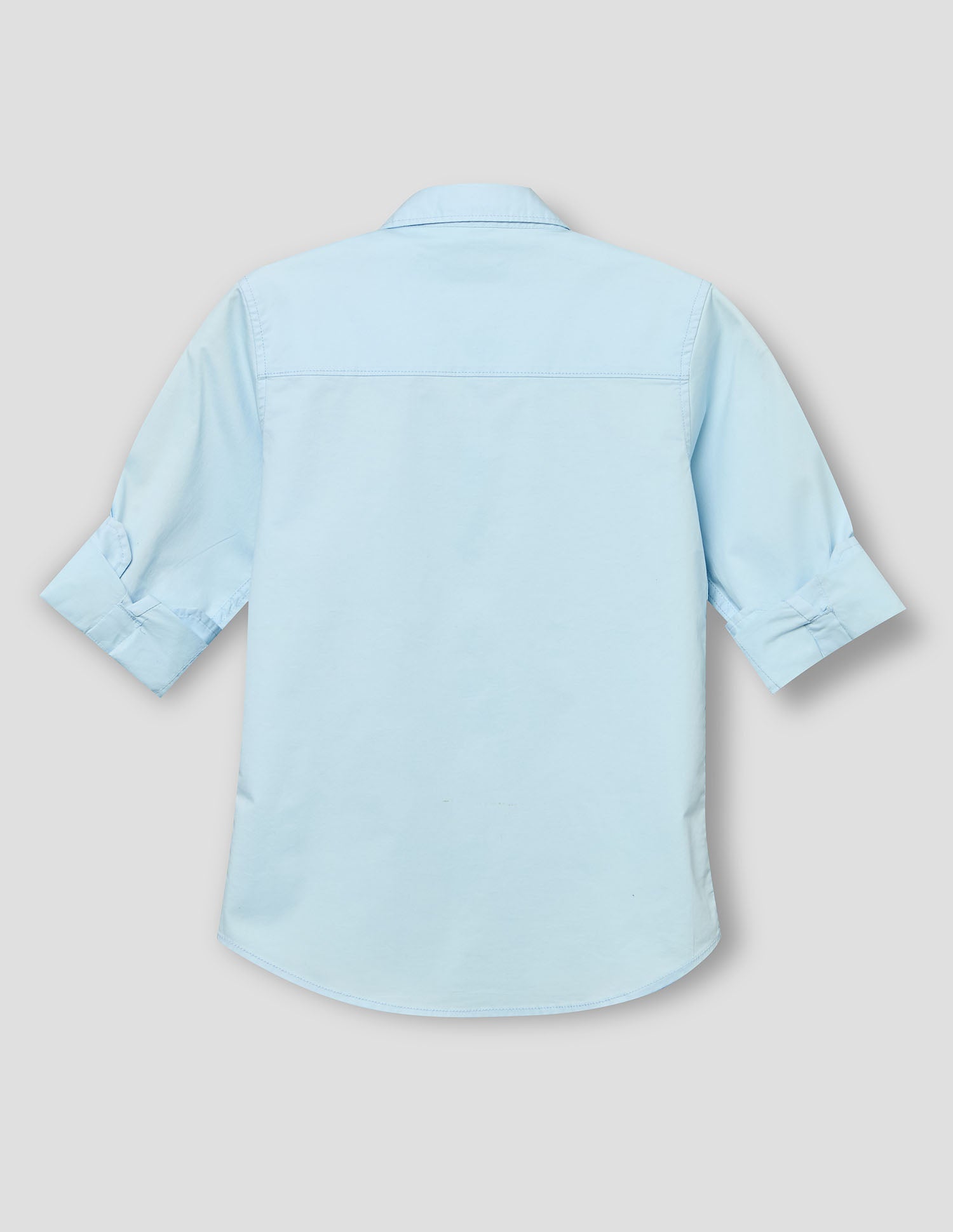 Boys Sky Blue Cotton Solid Shirt – Full Sleeve