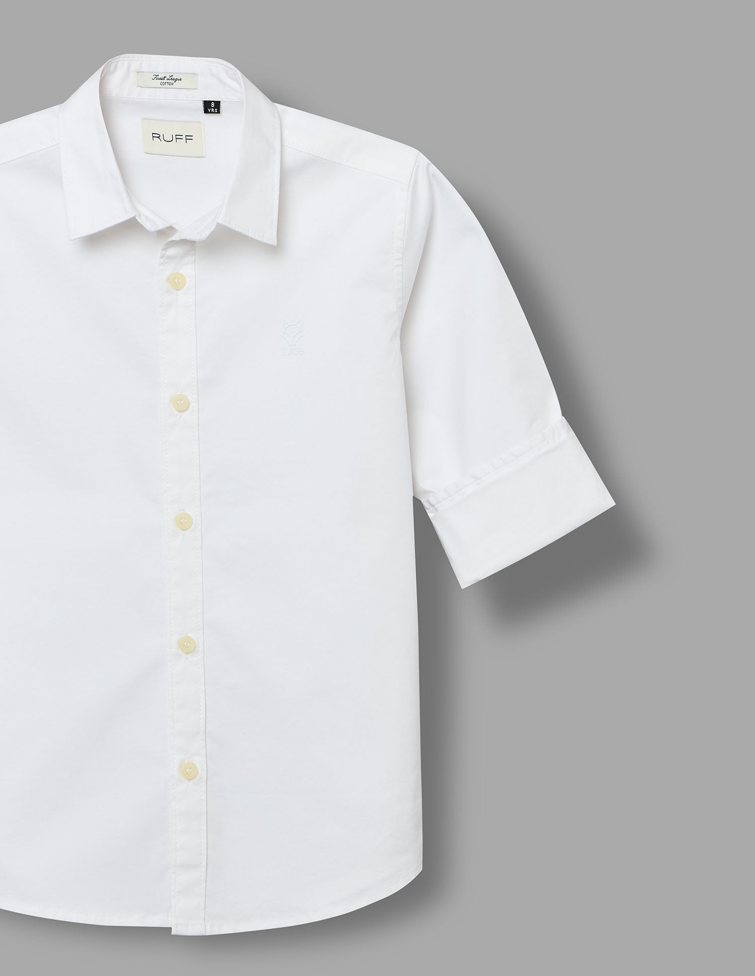Boys White Cotton Solid Shirt – Full Sleeve