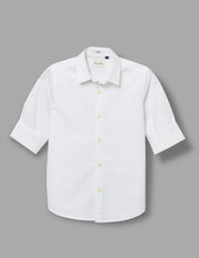Boys White Cotton Solid Shirt – Full Sleeve