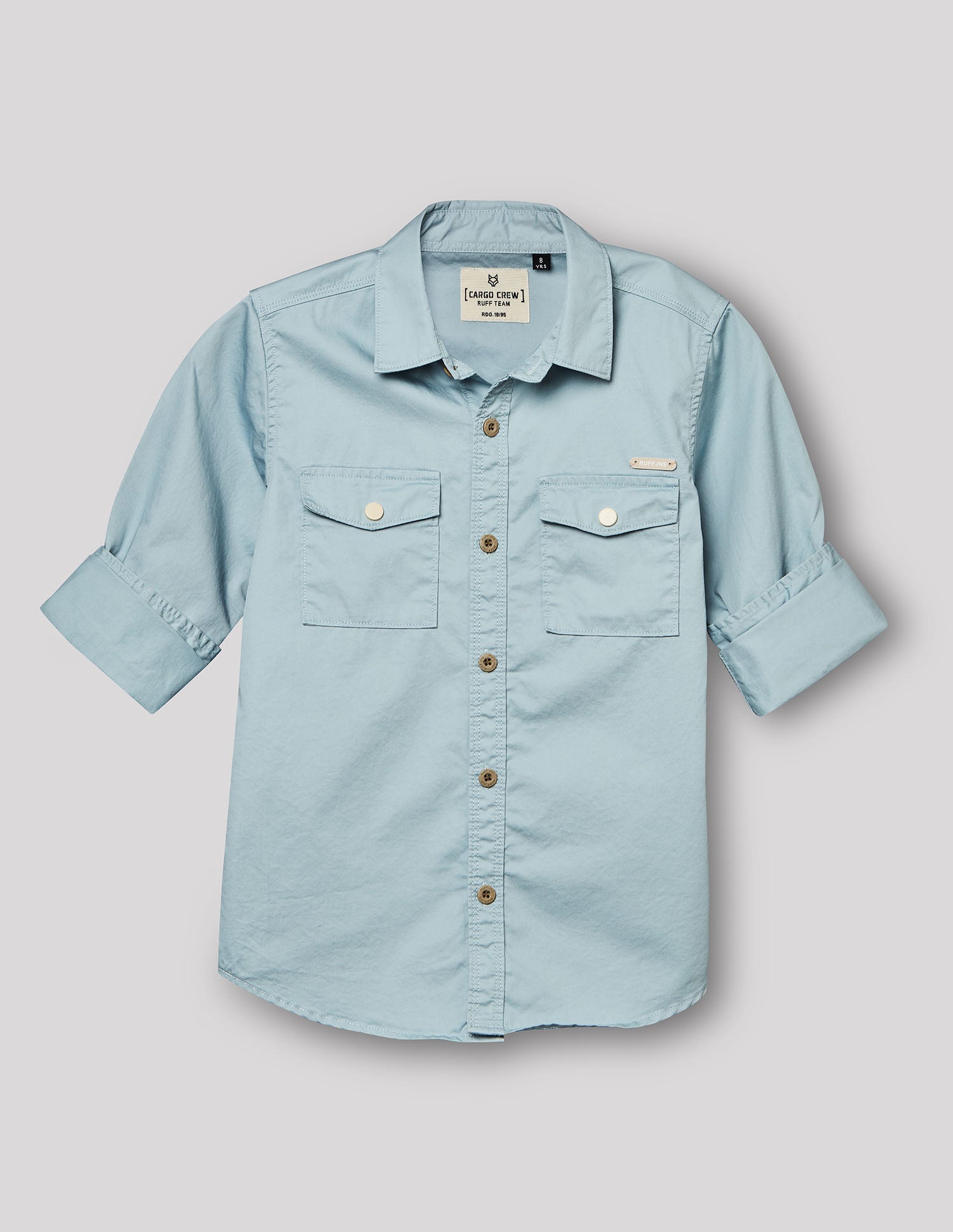 Boys Blue Cotton Cargo Shirt – Full Sleeve Casual