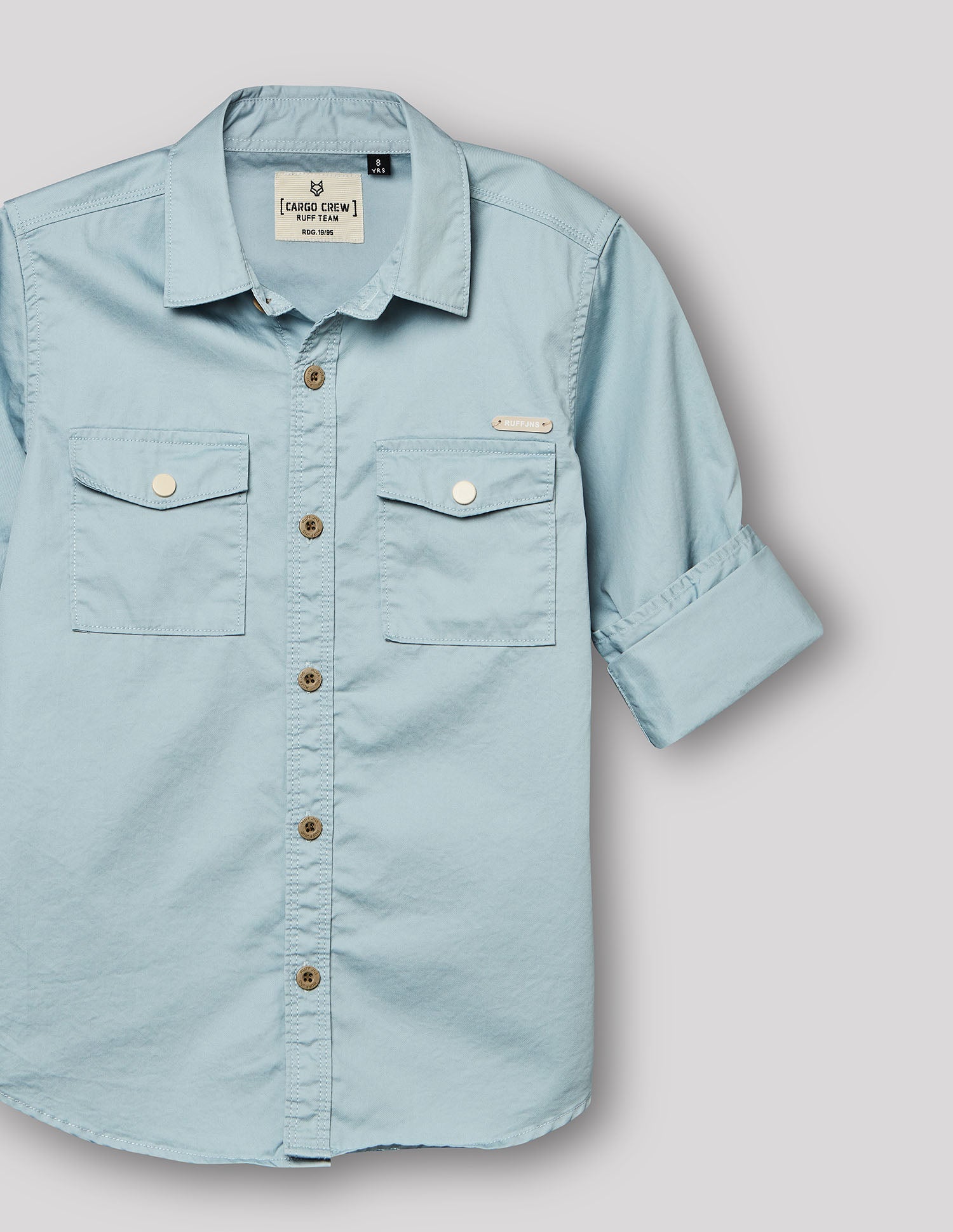 Boys Blue Cotton Cargo Shirt – Full Sleeve Casual