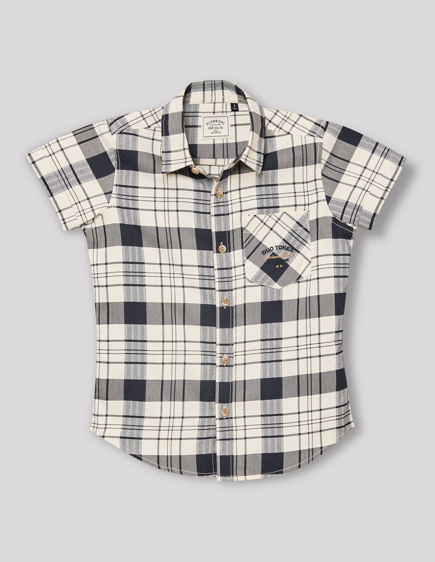 Boys Navy Smart Fashion Checked Cotton Shirt – Regular Fit