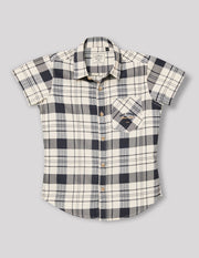 Boys Navy Smart Fashion Checked Cotton Shirt – Regular Fit
