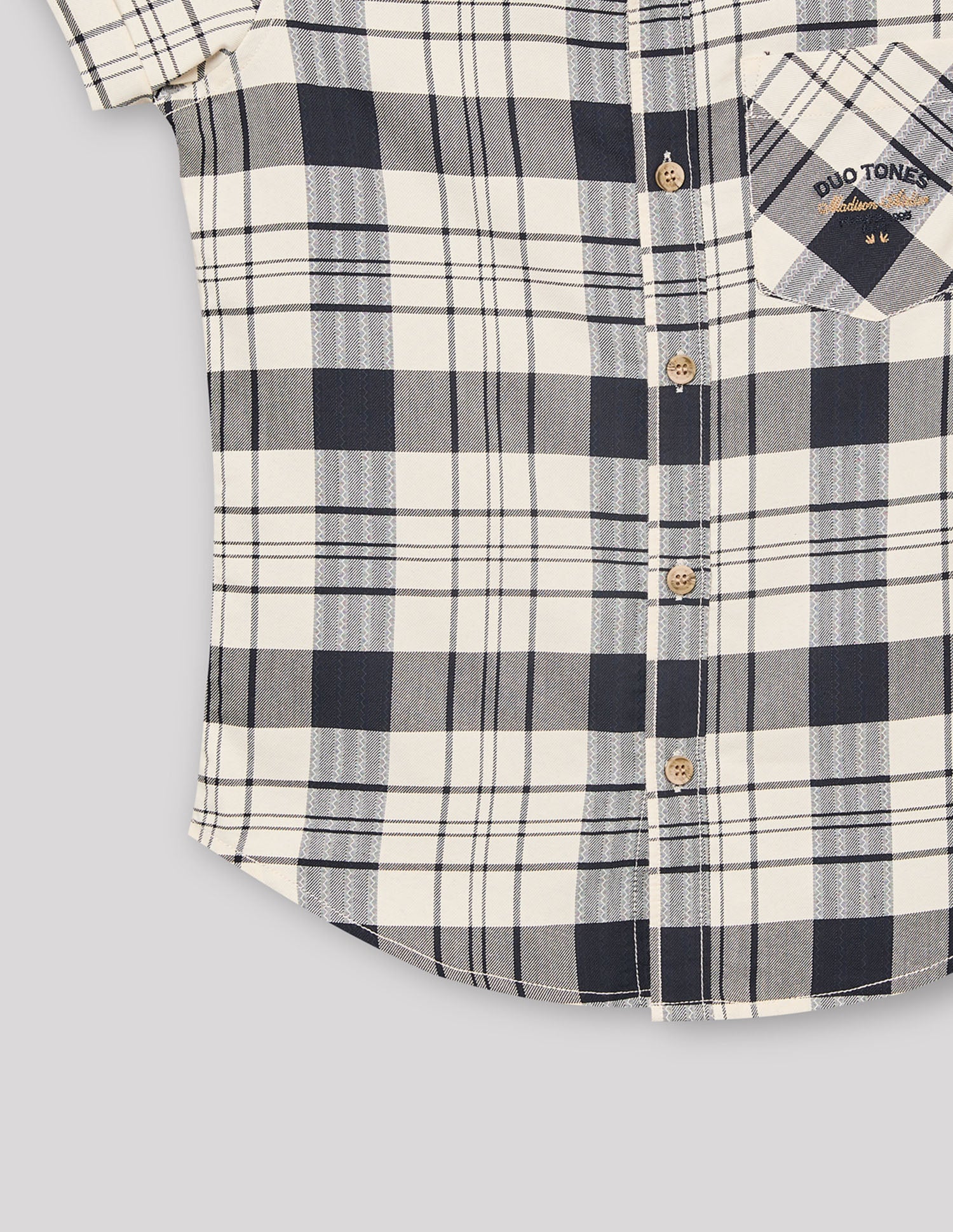 Boys Navy Smart Fashion Checked Cotton Shirt – Regular Fit