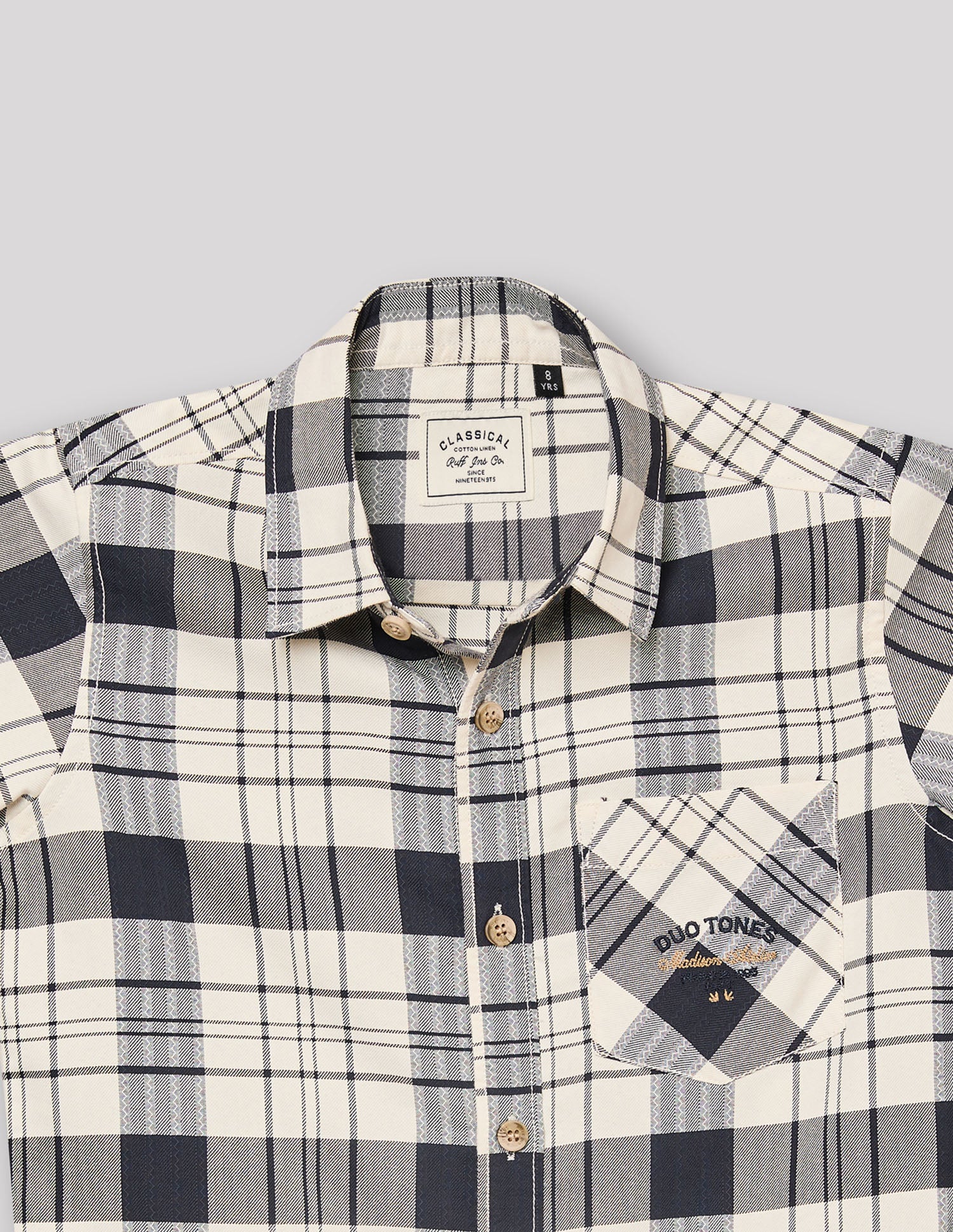 Boys Navy Smart Fashion Checked Cotton Shirt – Regular Fit