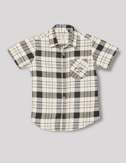Boys Olive Smart Fashion Checked Cotton Shirt – Regular Fit