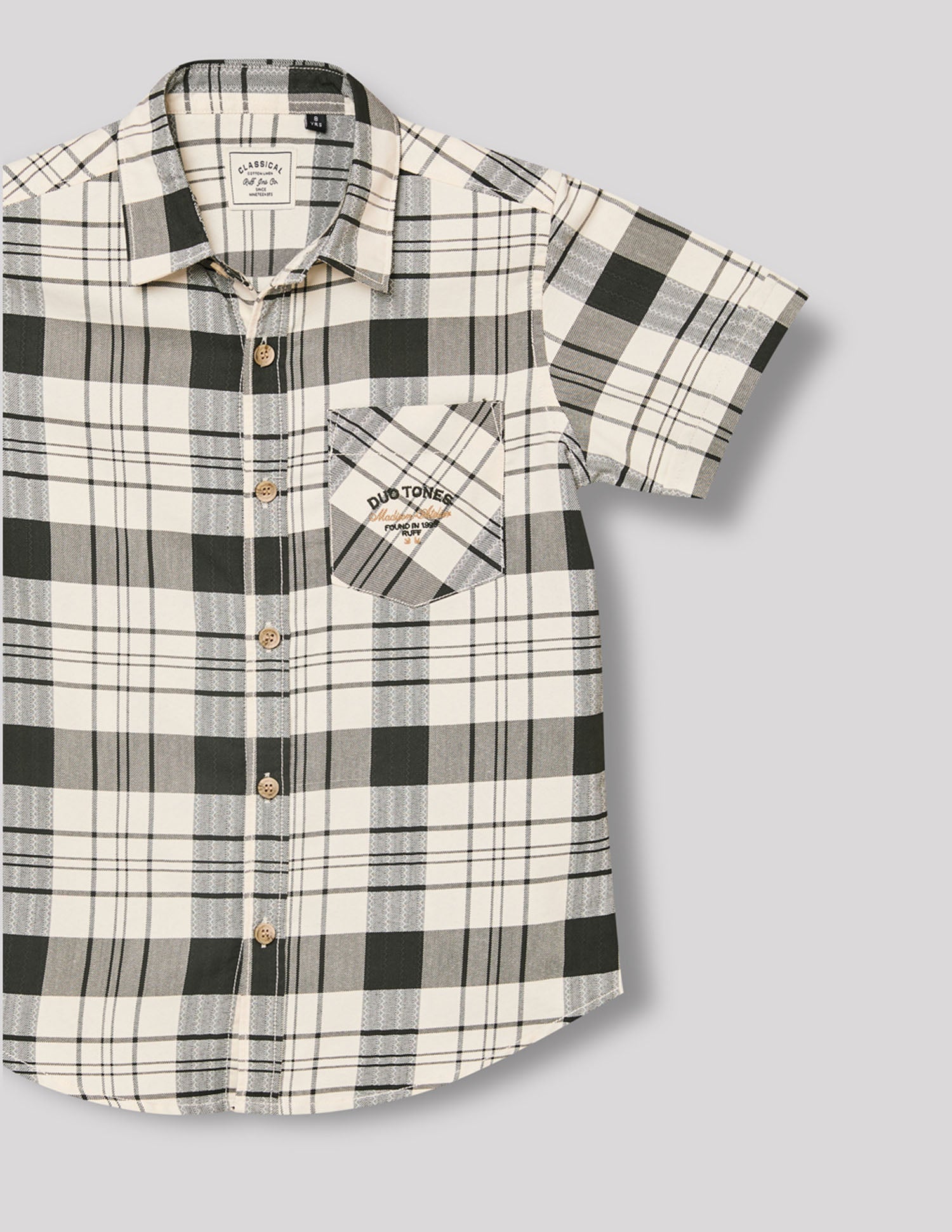 Boys Olive Smart Fashion Checked Cotton Shirt – Regular Fit